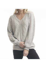 Orientique Knits V-neck Cable Jumper Grey 